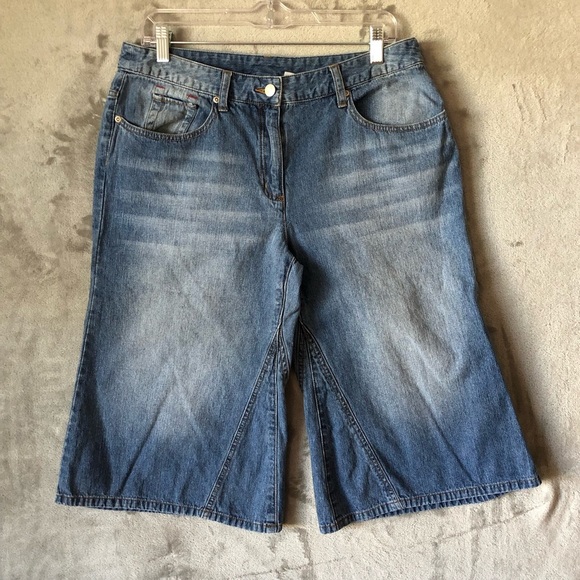 Jeanology Women Culotte Flare Leg Jeans Size 12 Summer Cropped Festival Cotton - Picture 1 of 15